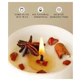 AOOVOO Apple Cinnamon Scented Candles for Women - Aromatherapy Candle with Crystals Inside, 10oz Soy Candles for Home Scented, Birthday Gifts Valentines Day Candle for Women Mom