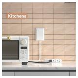 Flat Plug Power Strip Wall Outlet, 3 AC Outlets, Ultra Thin Extension Cord, Multi Socket Extender for Home Office, Dorm Room Essentials for Girls and Boys (White 5ft)