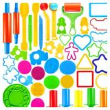 JOYIN 44 Clay Tools Set for Kids, Clay Accessories with Various Plastic Molds, Rolling Pins, Cutters