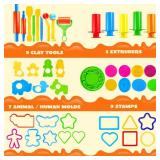 JOYIN 44 Clay Tools Set for Kids, Clay Accessories with Various Plastic Molds, Rolling Pins, Cutters