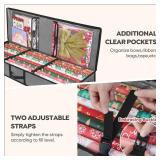 BALEINE Soft Christmas Wrapping Paper Storage Bag, 40\" Durable PE Gift Wrap Storage Bag with Flexible Partitions and Pockets for Ribbon, Accessories (Grey)