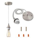 MIAOMEIO Vintage Brushed Nickel Pendant Light Kit,E26 Lamp Socket DIY Pendant Light Cord,Adjustable Hanging Light Fixtures for Kitchen