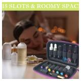 BLIRITEL Essential Oils Organizer Bag, Hard Shell Essential Oil Carrying Case for 15 Bottles, EVA Essential Oil Travel Case for 5ml,10ml Standard and Roller Bottles (Purple)