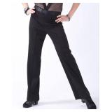 ZUCKY Men and Boy Latin Dance Pants Modern Square Dance Trousers Perfect for Jazz Rumba Tango Salsa (US, Waist, 36, Regular, Black)