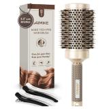 AIMIKE Round Hair Brush, Nano Thermal Ceramic & Ionic Tech, 2.1 Inch Barrel with Boar Bristles for Enhanced Texture, Golden, Hair Drying, Styling, Curling and Shine + 4 Free Clips