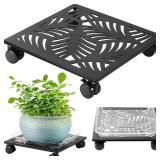 1 Pack 13.5\" Metal Square Plant Caddy with Wheels Large Iron Rolling Plant Stand with Casters Heavy-Duty Plant Dolly Coaster Plant Pot Mover Roller Base for Indoor Outdoor, Black
