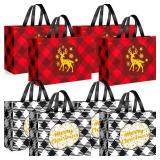 JOYIN 8 PCS Extra Large Christmas Tote Gift Bags 16.9\" x 12.6\" x 6.8\", Reusable Holiday Tote Bags with Handle, Christmas Grocery Shopping Totes Bag for Presents, Xmas Party Favor, Gift Wrapping