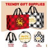 JOYIN 8 PCS Extra Large Christmas Tote Gift Bags 16.9\" x 12.6\" x 6.8\", Reusable Holiday Tote Bags with Handle, Christmas Grocery Shopping Totes Bag for Presents, Xmas Party Favor, Gift Wrapping