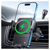 Guceful Wireless Car Charger, Phone Holders for Your Car 15W Fast Charging Auto Clamping, Air Vent Car Phone Mount for iPhone 17 16 15 14 13 Mini Pro Max XR, Samsung Galaxy S25 Ultra S24 S23 S22 S21