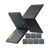 Samsers Full-Size Foldable Bluetooth Keyboard, KF08X Wireless Folding Keyboard with Backlight, Portable Travel Keyboards for iPhone iPad Smartphone Tablet Laptop, Android Windows Mac OS - Black