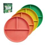 greenandlife 9 Inch 4PCS Unbreakable Portion Control Plates, Divided Plates for Kids Adults, Dishwasher & Microwave Safe Compartment Plate, Lightweight Reusable Wheat Straw Plate, BPA Free