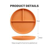 greenandlife 9 Inch 4PCS Unbreakable Portion Control Plates, Divided Plates for Kids Adults, Dishwasher & Microwave Safe Compartment Plate, Lightweight Reusable Wheat Straw Plate, BPA Free