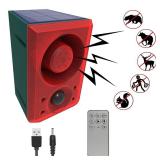 HULPPRE Solar Outdoor Motion Sensor Alarm-Dog Barking or Gunshot Sound,Support Recording&Â±Volume,130db Loud Noise Maker,3 Work Modes Strobe Light with USB,Say Goodbye to The Intruders