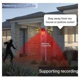 HULPPRE Solar Outdoor Motion Sensor Alarm-Dog Barking or Gunshot Sound,Support Recording&Â±Volume,130db Loud Noise Maker,3 Work Modes Strobe Light with USB,Say Goodbye to The Intruders
