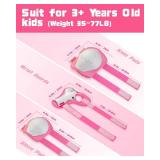 Kids Protective Gear Set, Knee and Elbow Pads with Wrist Guards for Ages 3-8 Year Toddler, 3 in 1 Enhanced Material Protective for Skating Cycling Bike Roller Scooter, Includes Organizer Bag (Pink)
