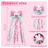 DIYDEC Pastel Christmas Tree Topper 43x13 Inches Large Christmas Tree Toppers Bows Pink Wreath Bow for Xmas Ornaments Party Holiday Home Wedding Decoration