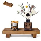 Wood Riser Soap Stand, Wooden Tray for Bathroom Counter, Kitchen Sink Stand for Soap, Pedestal Stand for Table Display, Home Decor, Footed Tray(8.66x3.54 Inch)