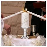 Irenare Unity Candles with Holder for Wedding Ceremony Wedding Decortions Accessories Glass Candle Holder Pillar Candle for Formal Events Church(Silver)