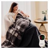 JKMAX Heated Electric Blanket Full Size - 72\"x84\" Flannel Heating Blanket with 10 Heating Levels & 5 Time Settings Over-Heat Protection, Winter Warmer for Adults with ETL Certificationï¼Greyï¼