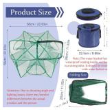 Minnow Trap 24in*10inâ with Foldable Fishing Net & Collapsible Fish Bucket - Crab, Crawfish, Shrimp Trap for Freshwater Saltwater Fishing (6-Sided)