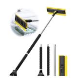 helloleiboo 2025 Extra Long 55.7\" Ice Scrapers for Car Windshield Multi-Functional Detachable Car Ice Scraper with Foam Grip and 270Â° Pivoting Brush Head Snow Brush for SUV Truck Auto(Yellow)