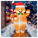 Joiedomi 5 FT Tall Christmas Inflatable Outdoor Decorations, Christmas Blow Ups Gingerbread Man Yard Decorations with Candy Canes, Cute Xmas Outdoor Gingerbread Inflatables for Xmas Lawn Garden Decor