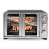 Elite Gourmet ETO2530M New Double French Door Toaster Oven fits 12  Pizza  Stainless Steel