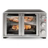 Elite Gourmet ETO2530M New Double French Door Toaster Oven fits 12  Pizza  Stainless Steel
