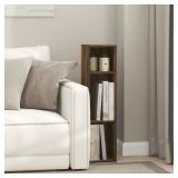 FULDA 31.5 in. Tall Amber Pine Wood 3-Shelf Narrow Bookcase