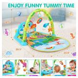 UMIKU Baby Gym Play Mats Baby Tummy Time Mat Musical Activity Center for Newborn Infant Piano Babies Play Mat Music & Light Newborn Infant Gifts for Babies 0-3 6 9 12 Months Dinosaur Style