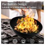 Todlabe Carbon Steel Wok, 13-Inch, Pre-Seasoned, Non-Stick, with Lid and Spatula, Flat Bottom, Ideal for Stovetop Cooking