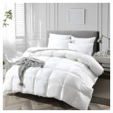 APSMILE Luxury 100% Organic Cotton Down Feather Fibers Comforter California King Fluffy Comforter, High Fill-Power Medium Warmth All Season Duvet Insert (104x96, Ivory White)