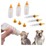 Pet Feeding Bottle and Syringe Set for Puppies and Kittens(3 Bottles,3 Syringes,9 Nipples)