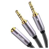 DUKABEL Gold-Plated & Strong Braided Y Splitter Audio Cable - Separate Microphone & Headphone Port Gaming Headset Earphone Adapter - TopSeries (12inch / 30cm)