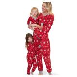 HonestBaby Family Matching Holiday Pajamas Organic Cotton for Men, Women, Kids, Toddlers, Baby Boys, Girls, Unisex Pets, Fair Isle Red, 7 Years
