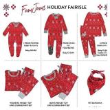 HonestBaby Family Matching Holiday Pajamas Organic Cotton for Men, Women, Kids, Toddlers, Baby Boys, Girls, Unisex Pets, Fair Isle Red, 7 Years