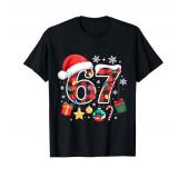 67 Christmas Red Plaid 6 7 Six Seven Boys Christmas Pajamas T-Shirt L