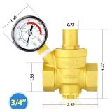 MEANLIN MEASURE 3/4 inch brass Water pressure regulating valve, pressure regulating valve, pressure reducing valve, DN20, with 0-250PSI pressure gauge Yellow