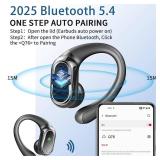 Wireless Earbuds, 2025 Bluetooth 5.4 Headphones Sport, 50Hrs HiFi Stereo Deep Bass Over-Ear buds with ENC Noise Cancelling Mic, IP7 Waterproof & LED Display Earphones with Earhooks for Workout/Running