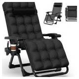 Zero Gravity Chair with Black Cushion, 440 lbs Capacity
