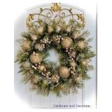 Rachel Zoe Gold Pearl Decorative Holiday Wreath