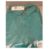 Teal Mesh Pattern XL Mens Polo Button Up