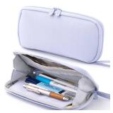 ANGOOBABY Pencil Case Wide Opening Durable Pen Pouch Lightweight Portable Pencil Bag with Handle for School Teen Girl Boy Men Women Adults Blue