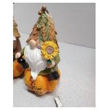 Fall Gnome Pumpkin Resin Statue, Autumn Garden Figurine 2 Pack Waterproof for Indoor Bookshelf Lawn Yard Patio Thanksgiving Day Happy Fall Give Thanks Decor (See Details)