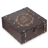 Wedding Keepsake Box, Wood Weddings Gifts Bridal Shower Engagement Gift Accessories Organizer with Lids for Couples Newlyweds Mr and Mrs Wedding