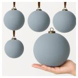 PullCrease 4 Pcs Large Velvet Christmas Balls 6 Inch Christmas Tree Decorations Xmas Ornaments Balls for Family Holiday Wedding Party Xmas Tree Hanging Decoration (Dusty Blue)