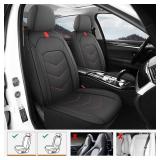 Luxury Faux Leather Seat Covers Full Set,Breathable Seat Covers for Cars,Universal Fits Most Cars, Vehicles,Sedans,Trucks & SUVs.Airbag Compatible (5-Seat Black/Red) Retail $59.99