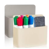 Dukrouk 2 Pack Marker Holder Magnetic Compatible with Expo,Adjustable Divider Marker Holder For Refrigerator,Whiteboard,Locker Accessories,White And Grey