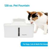 Premier Pet 128 oz. Pet Fountain- Automatic water fountain for dogs  cats & multi-pet homes  filtered water  promotes hydration  adjustable water flow  sleek  compact  easy to clean  filters included