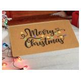 Mealah Merry Christmas-Welcome-Doormat Outdoor-Entrance - Front Door-Decorative Mats-Artificial Coir-Winter-Light Bulb-Home Door Mat 17x29 Inch